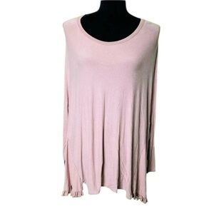 Hummingbird Anthropologie Womens Dusty Rose Oversized Ruffle Long Sleeve Top M